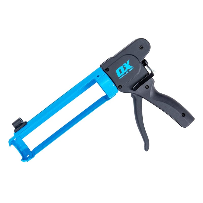 OX Tools Rodless Caulk Gun - 7:1 Thrust Ratio, Foldable Belt Clip, Patented Design, Compact for Tight Spaces, Reinforced Carriage, Glass Filled Nylon Handle, 13 1/2" Length, 10 oz Capacityâ€¦ - Image 1